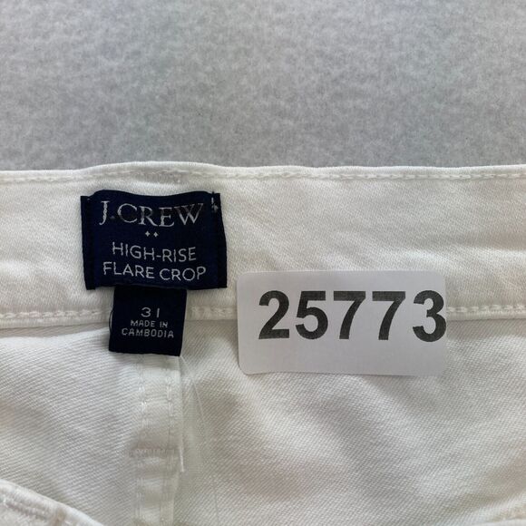 J.Crew Jeans Women's 31 High Rise Flare Crop White Denim‎ Signature Stretch NWT - Picture 4 of 14